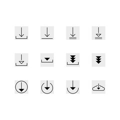 Download a vector file icon set for a website or app. Various simple download icons isolated from background.