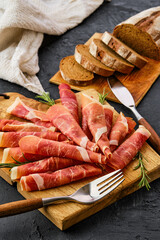Rolled slices of jamon