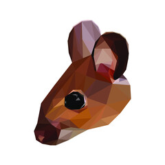 Geometrical illustration of a brown mouse head isolated