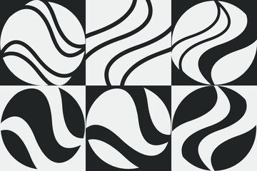 Abstract geometric vector shapes. Minimal monochrome poster and card.