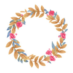 Hand drawn watercolor, love letters and wreath.