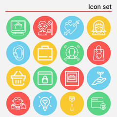 16 pack of happiness  lineal web icons set
