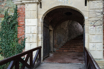 Fototapeta na wymiar One of the many entrance gates at the Petrovaradin Fortress in Novi Sad, Serbia 