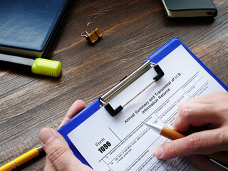 Business concept meaning Form 1096 Annual Summary and Transmittal of U.S. Information Returns with...