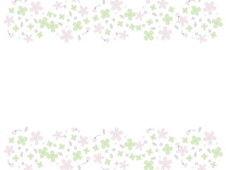 Fototapeta na wymiar Soft colored cherry blossoms, rape blossoms, spring frame
