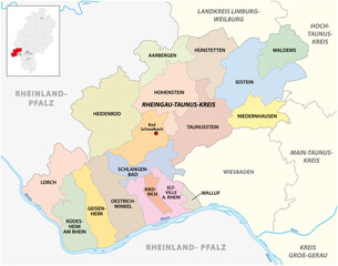 Vector administrative district map Rheingau-Taunus-Kreis, Hesse, Germany