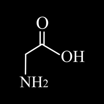 Amino acid Glycine. The chemical molecular formula of glycine is an amino acid. Vector illustration on isolated background