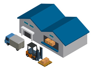 アイソメトリック 工場　倉庫　建物