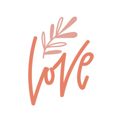 Boho style lettering design - Love. Vector illustration.