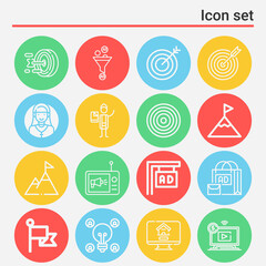 16 pack of targeting  lineal web icons set