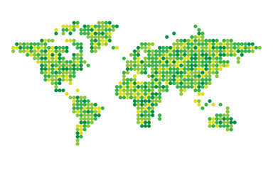 Fototapeta premium World map green dotted mosaic