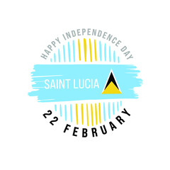 Saint Lucia Happy Independence day greeting card, banner, vector illustration. St Lucia holiday 22th of February design element with waving flag as a symbol of independence