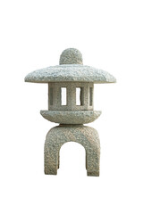 Japanese stone lantern placed in front of a white background.