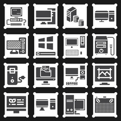 16 pack of desktop computer  filled web icons set