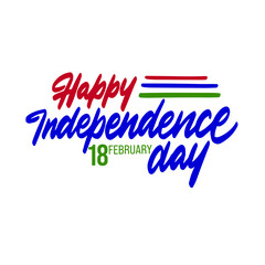 GAMBIA Happy Independence day greeting card, banner, vector illustration. Gambia holiday 18th of February design element with waving flag as a symbol of independence
