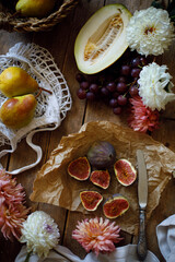 summer seasonal fruits on wood surface