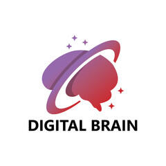 Digital brain logo template design