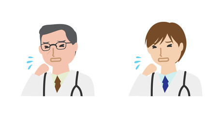 くしゃみをしている男性医師たち
