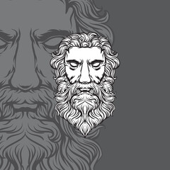 god zeus head logo illustration vektor