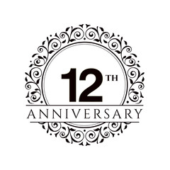 Fototapeta premium 12 anniversary logotype template design for banner, poster, card vector illustrator