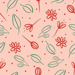 Vector seamless repeating flower and leaf pattern. Perfect for scrapbooking, wallpaper and fabric.
