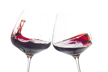 red wine glasses cheering splash. Love, valentine's day