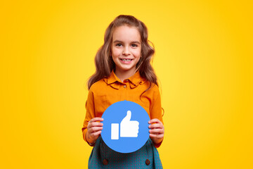Happy girl showing like sign