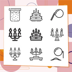 Simple set of 9 icons related to reference to