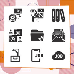 Simple set of 9 icons related to applicant
