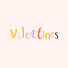 Valentines typography vector doodle text
