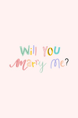 Fototapeta premium Will you marry me? text vector doodle font typography