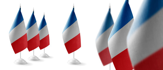 Set of France national flags on a white background