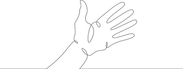 Wrist. Palm gesture. Different position of the fingers. Sign and symbol of gestures. One continuous drawing line  logo single hand drawn art doodle isolated minimal illustration.