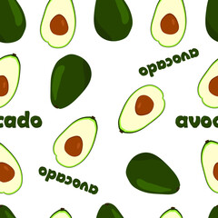 pattern with fruits, illustration of avocado fruit