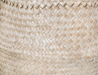 Biege woven bamboo pattern background, macro shot