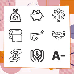 Simple set of 9 icons related to costs