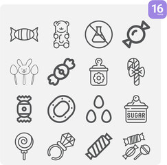 Simple set of cane related lineal icons.