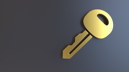 3d render golden symbol key