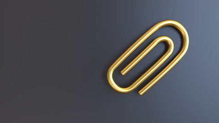 Obraz premium 3d render golden symbol paper clip