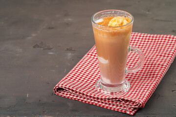 Affogato coffee with ice cream served in glass