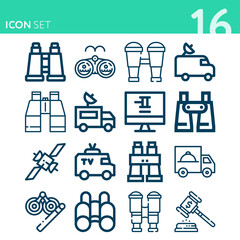 Simple set of 16 icons related to der