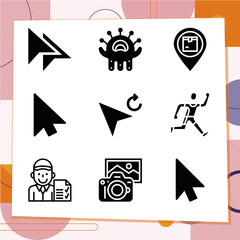 Simple set of 9 icons related to traveller