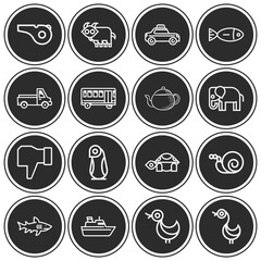 16 pack of experiencing  lineal web icons set