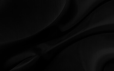 Black gray satin dark fabric texture luxurious shiny that is abstract silk cloth background with patterns soft waves blur beautiful.