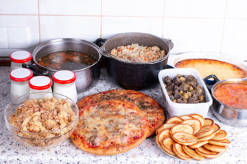 Lunch boxes with food ready to go for work or school, ahead meal preparation or dieting concept. Ready to eat.