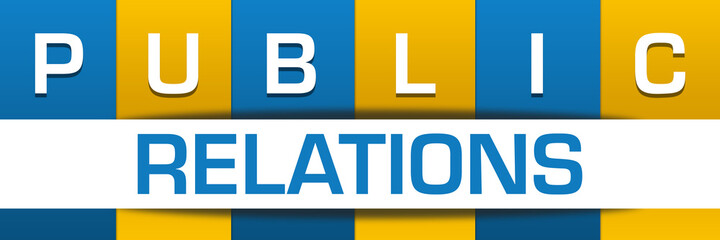 Public Relations Yellow Blue Boxes White Horizontal Text 