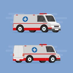 Ambulance van car for an emergency medical service flat vector illustration
