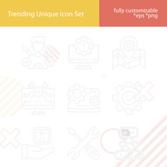 Simple set of innovations related lineal icons.