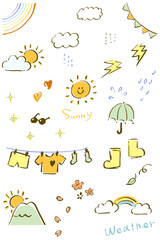 ルーズに描いた天気のあしらいイラストセット
Loosely drawn weather illustration set