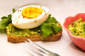 Toast with avocado and egg
